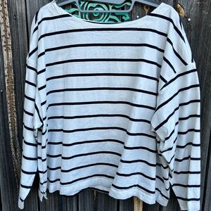Petite Long-Sleeve Mariner Loose Boat Neck Tee